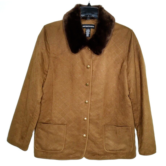 Chore Fall Coat Norton McNaughton Sz 10 Faux Fur Removable Collar Front Pockets - Picture 12 of 12